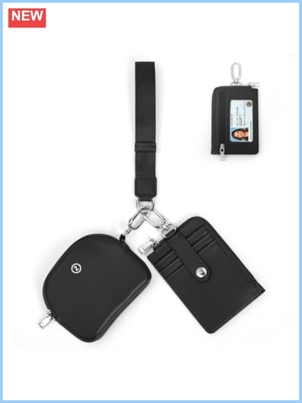 RFID Blocking Wristlet Wallet Keychain Card Holder Faux Leather